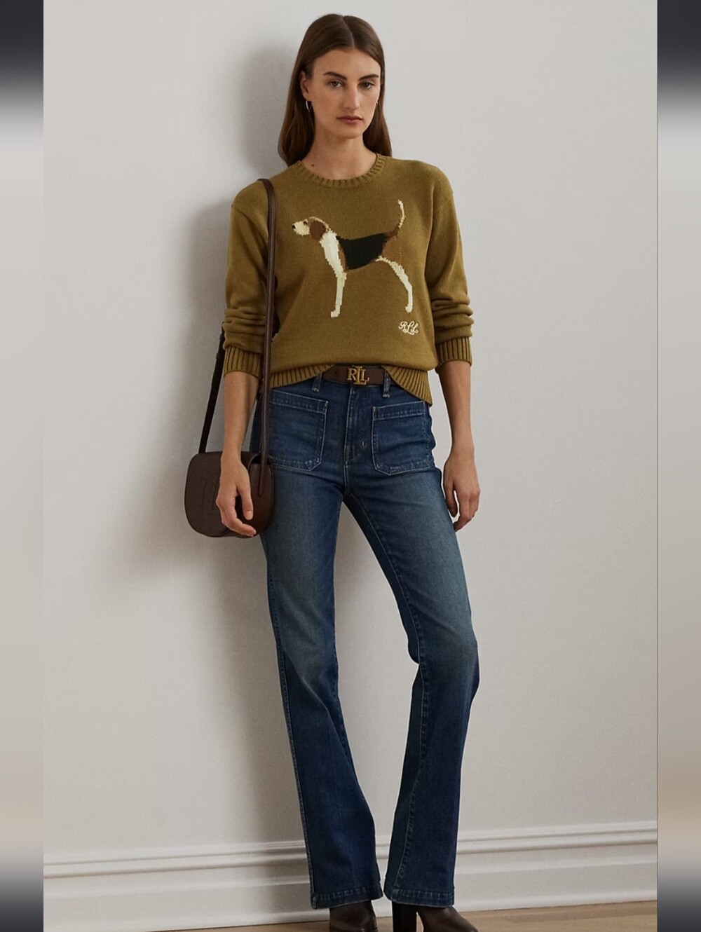 🐕 Ralph Lauren Crewneck Sweater with Beagle Dog Intarsia Knit Cotton XS RTR - Picture 3 of 13